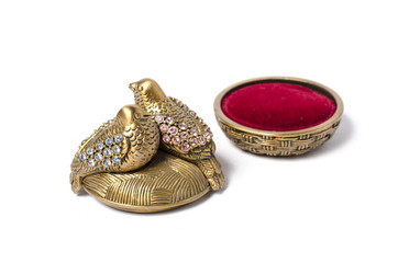 Silver jewelry casket isolated on white