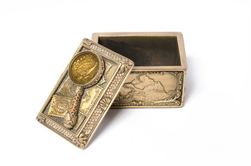 Silver jewelry casket isolated on white