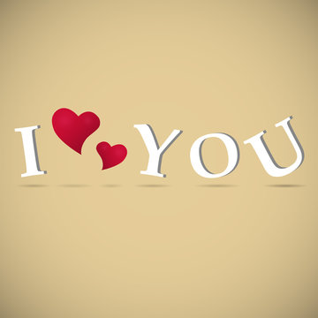 Valentine I Love You Vector Lettering stylish text