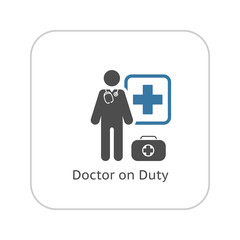 Doctor on Duty Icon. Flat Design.