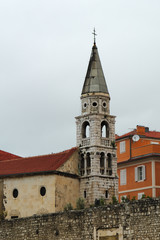 Fototapeta na wymiar Bell tower of Saint Elijah's church, Zadar, Croatia 