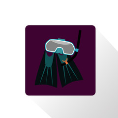 Mask and flippers for diving icon
