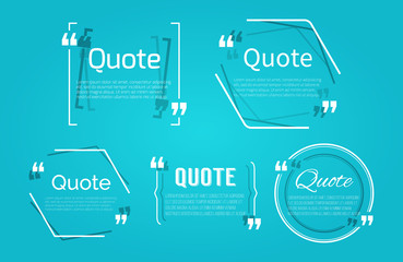 Set of Quote blanks with text bubble with Commas. Vector templat