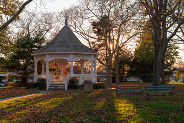  Photo of a Gazebo in a park as dusk approaches 