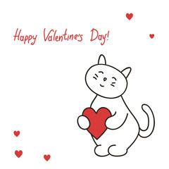 greeting card Lovely kitty holds heart for the day St. Valentine