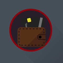 Credit card in wallet icon