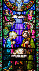 Nativity Scene at Christmas in Montserrat Abbey - obrazy, fototapety, plakaty
