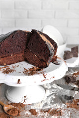 Home made chocolate pie on plate