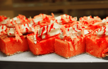 Dessert cakes for sale at the shop