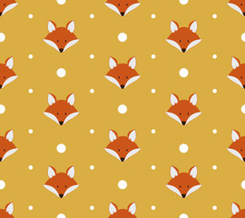 Seamless pattern with cute foxes.