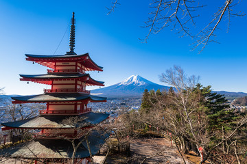 富士吉田　富士山と五重塔