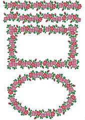 飾り枠&飾り罫　刺繍風のバラ