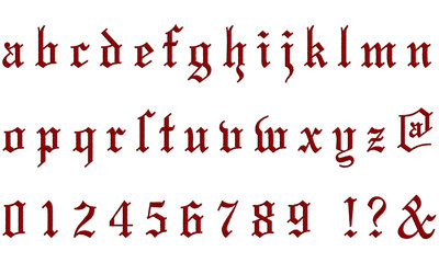 刺繍風のアルファベット 　ブラックレター体（小文字）