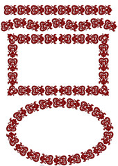 飾り枠&飾り罫　刺繍風のフローラル模様