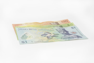 Brunei notes (Brunei currency) on white background