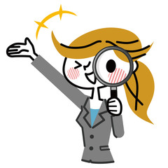 虫眼鏡　ビジネスウーマン