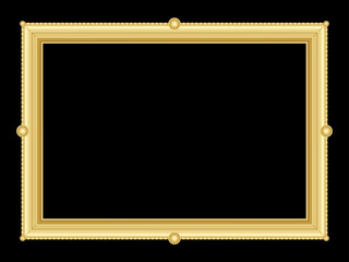 illustration of an ornate golden frame with room for text on black background, vector image, eps10