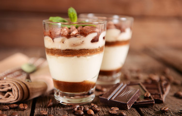Tiramisu dessert in glass