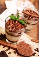 Tiramisu dessert in glass