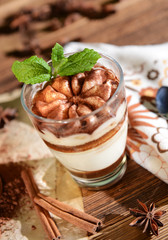 Tiramisu dessert in glass