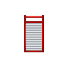 Wooden washboard in red and silver design