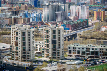 Ulaan-Baator, Mongolia - May 2015: View of Ulan Bator from mountain Zaisan