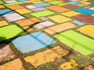 colorful brick on ground