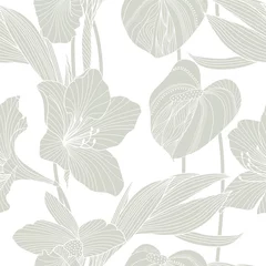 Printed roller blinds Hibiscus Seamless floral pattern