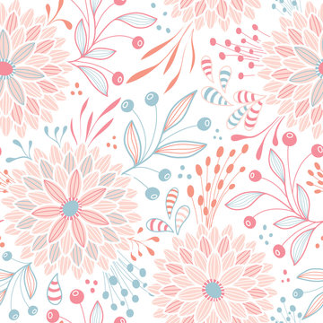 Fototapeta Seamless floral pattern