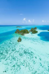 Deurstickers Eiland Luchtfoto van tropische paradijseilanden in de Stille Oceaan, Palau, Micronesië