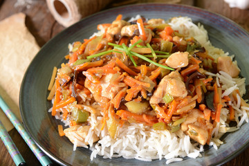 Fototapeta na wymiar Rice with chicken