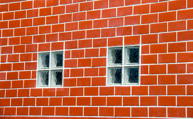 Background of brick wall with glass window