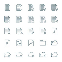 Documents and folders vector icons set