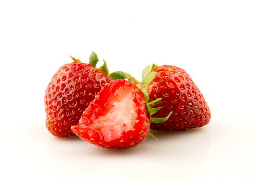 Strawberry on white background, selective focus.