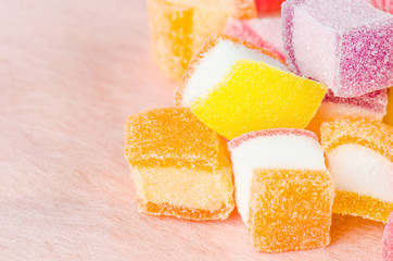 Jelly sweet, flavor fruit, candy dessert colorful.