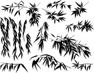 Fototapeta premium isolated bamboo plant black silhouettes collection