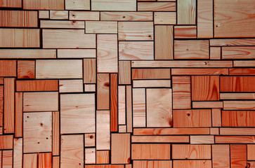 Imagination - orange wooden background with blocks in abstract.