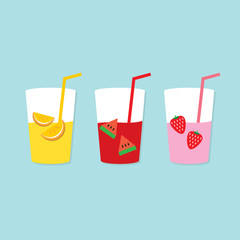 Set Of Fruit Juice Glasses.