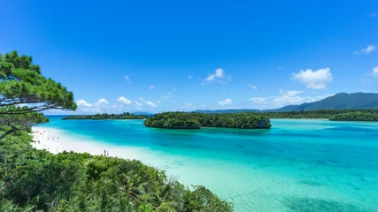 Keuken foto achterwand Tropisch strand Tropisch eilandstrand en helder blauw water, Kabira Bay, Ishigaki-jima, Okinawa, Japan