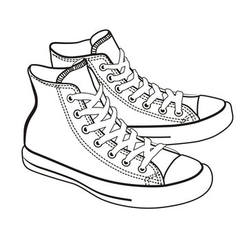 Vector Isolated Cartoon Sneakers Lineart