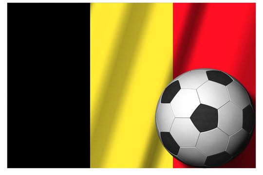 Calcio Europa_Belgio_001
Classica palla utilizzata nel gioco del calcio con, sullo sfondo, la bandiera nazionale.
