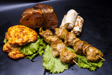 still life - kebab, steak, meat