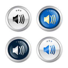 Sound on seals or icons. Glossy silver seals or buttons.