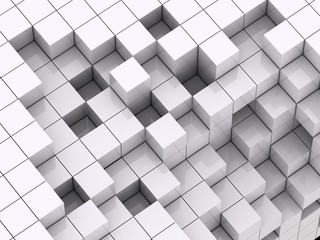 3d illustration of white cubes