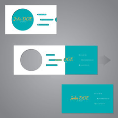 Simplistic two piece business card with circle and lines