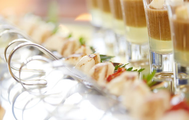 Different meals and snacks on a table.