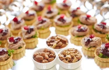 Different meals and snacks on a table.