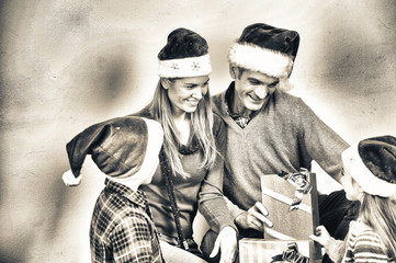 Happy family at home for Christmas holidays