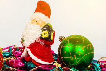 beautiful christmas toys on a white background