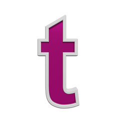 One lower case letter from pink glass with white frame alphabet set, isolated on white. Computer generated 3D photo rendering.